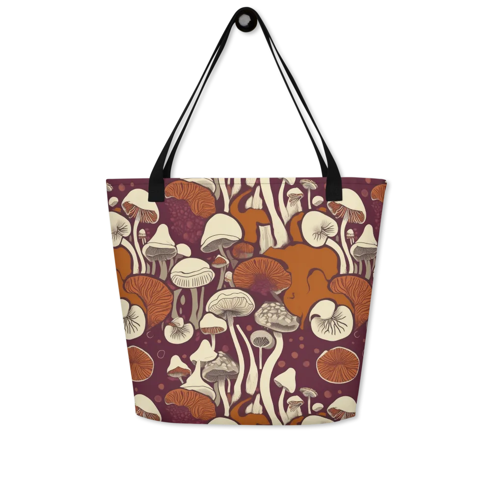Mushroom Moonrise on Large Tote Bag W/ Pocket — Front