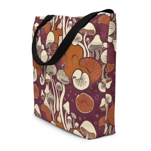 Mushroom Moonrise on a Large Tote Bag W/ Pocket