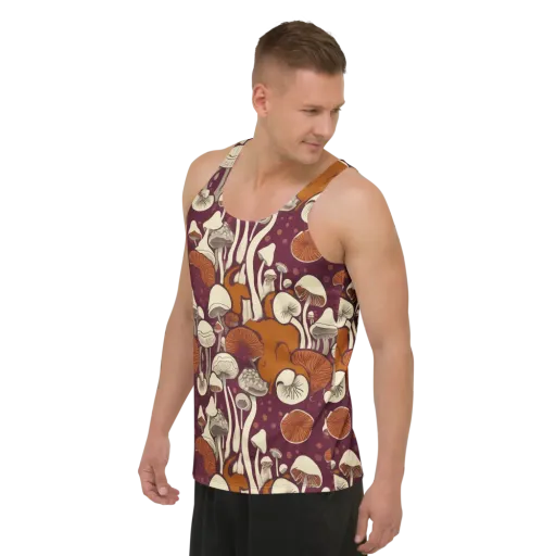 Mushroom Moonrise on a Men's Tank Top
