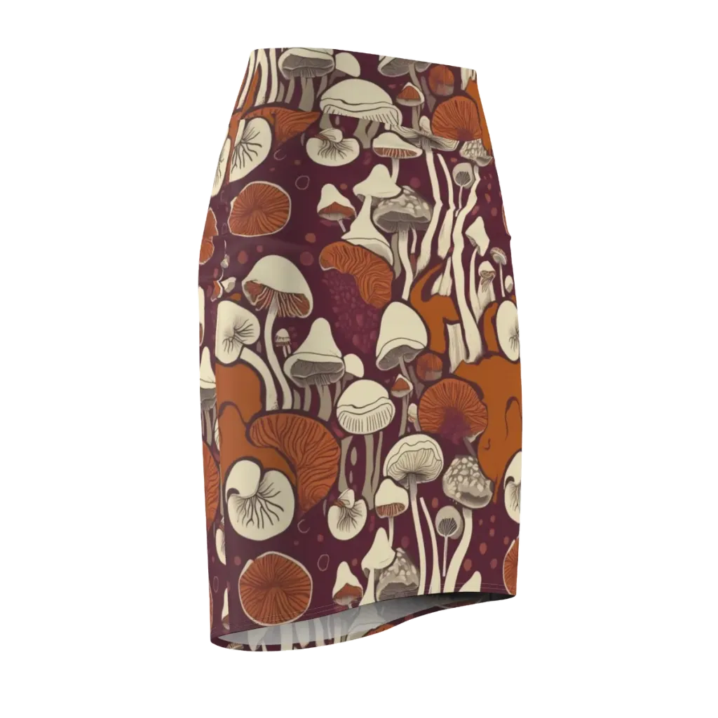 Mushroom Moonrise on Pencil Skirt — Front Side