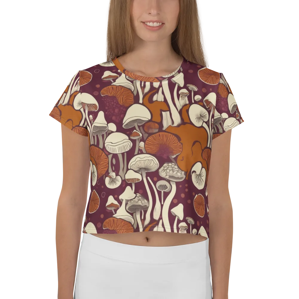 Mushroom Moonrise on Crop Tee — Front