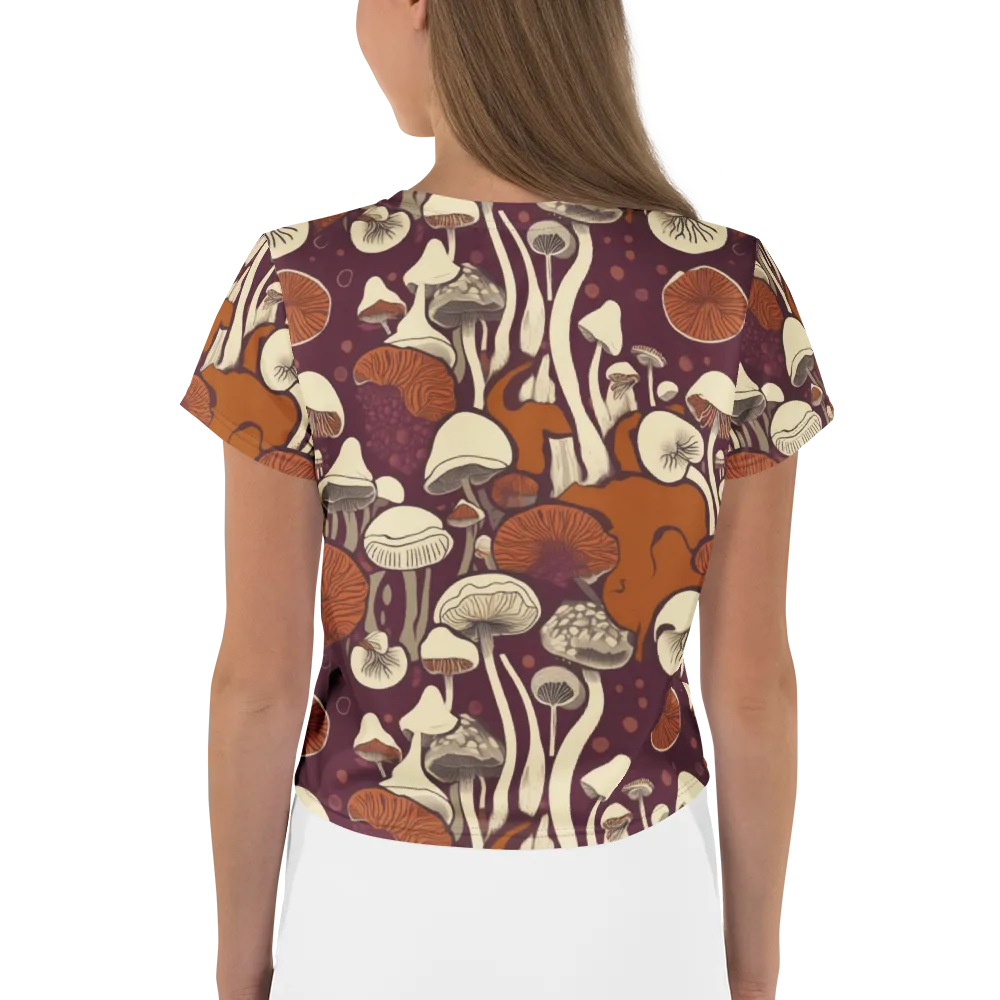 Mushroom Moonrise on Crop Tee — Back