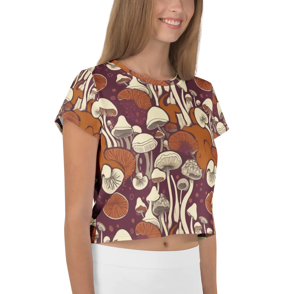 Mushroom Moonrise on Crop Tee — Right