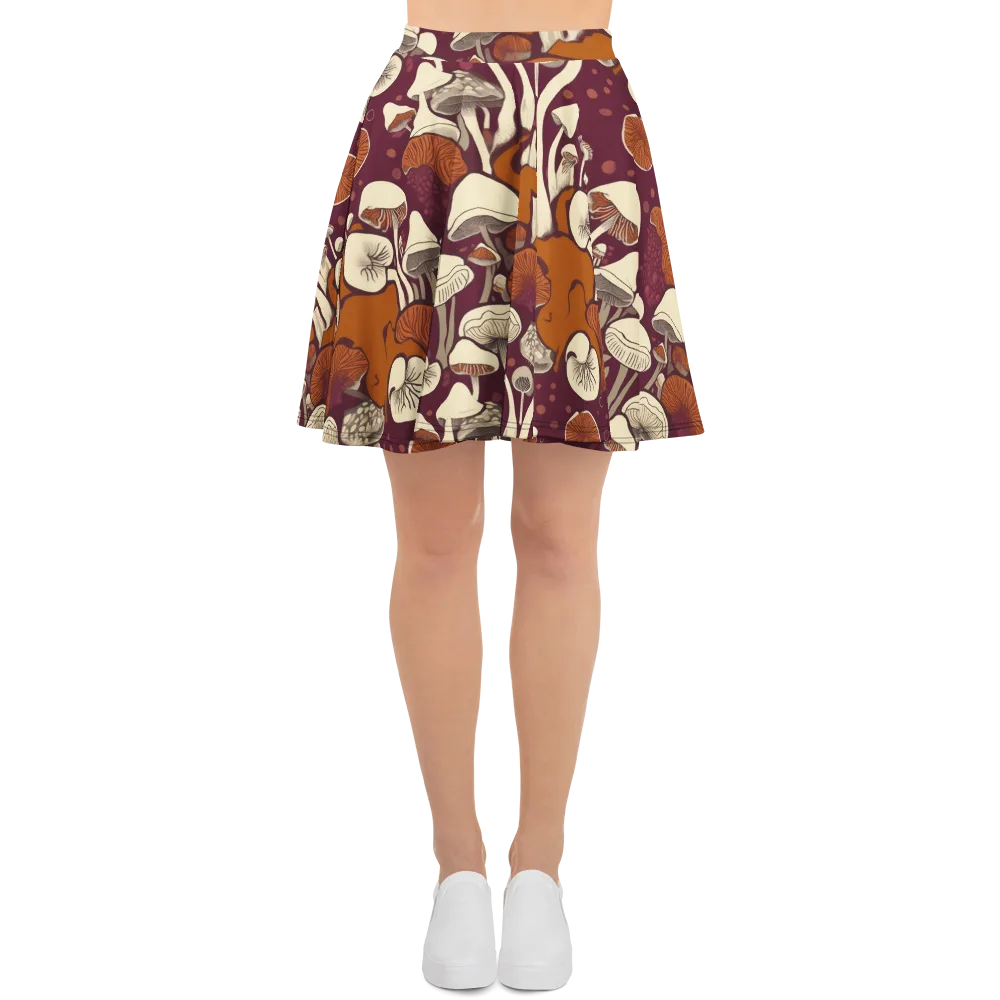 Mushroom Moonrise on Skater Skirt — Front