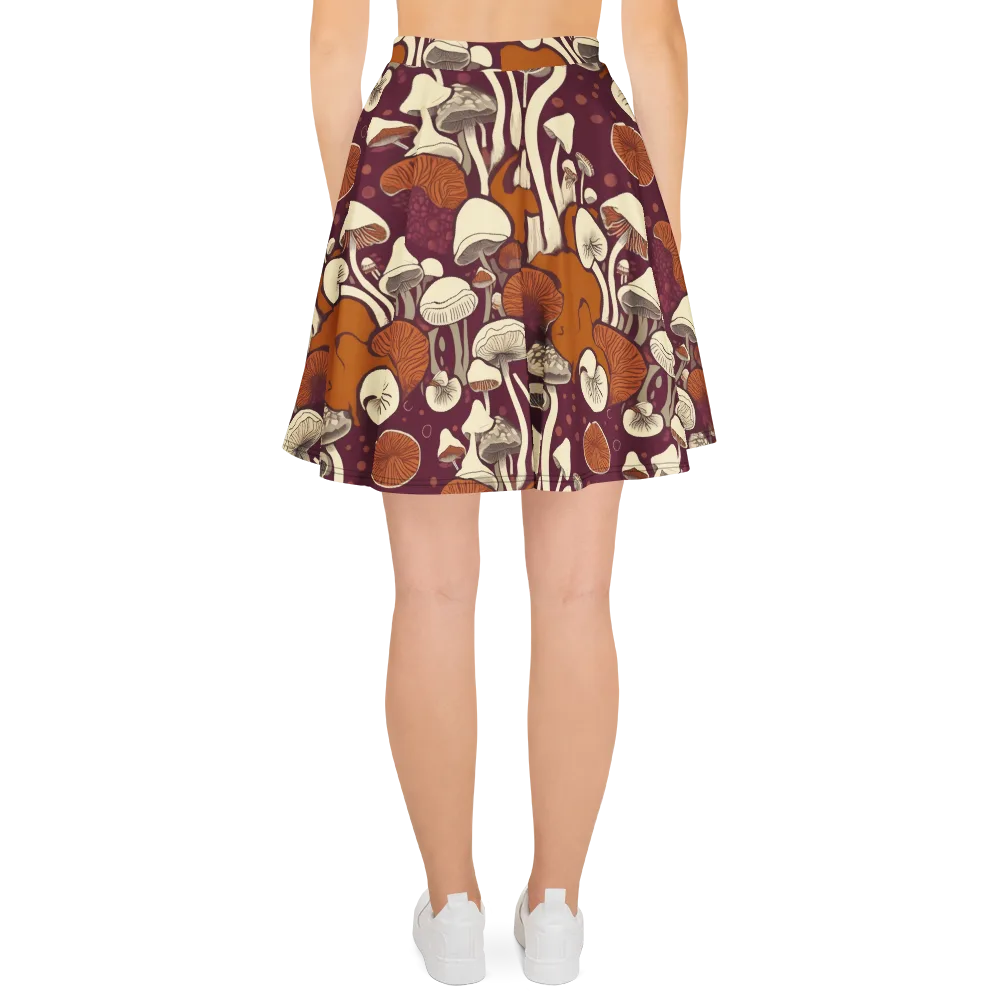 Mushroom Moonrise on Skater Skirt — Back