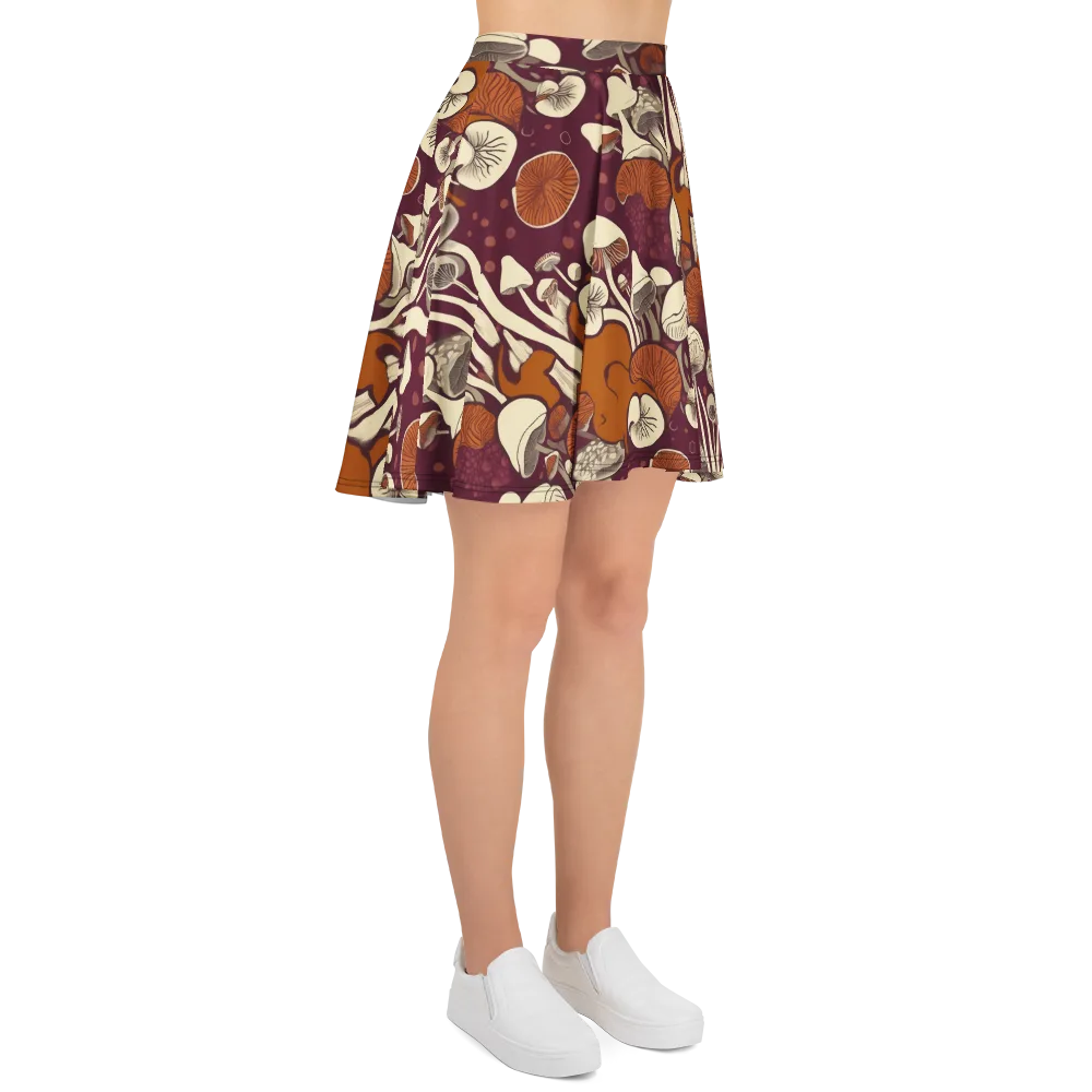 Mushroom Moonrise on Skater Skirt — Right
