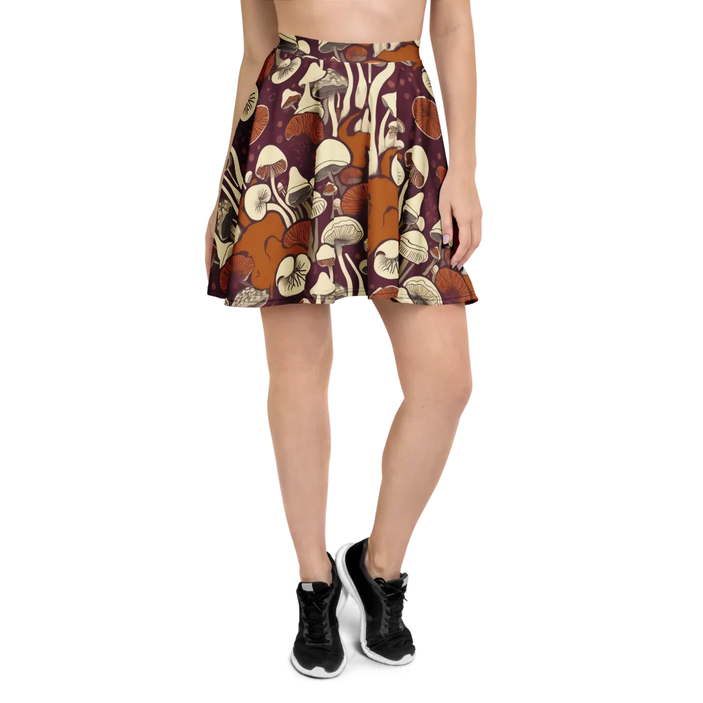 Mushroom Moonrise on Skater Skirt — Front