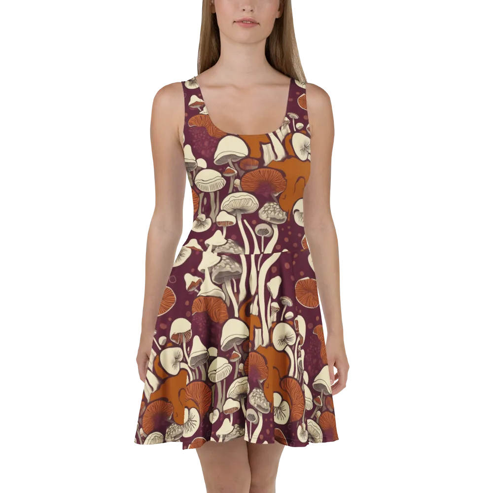 Mushroom Moonrise on Skater Dress — Front