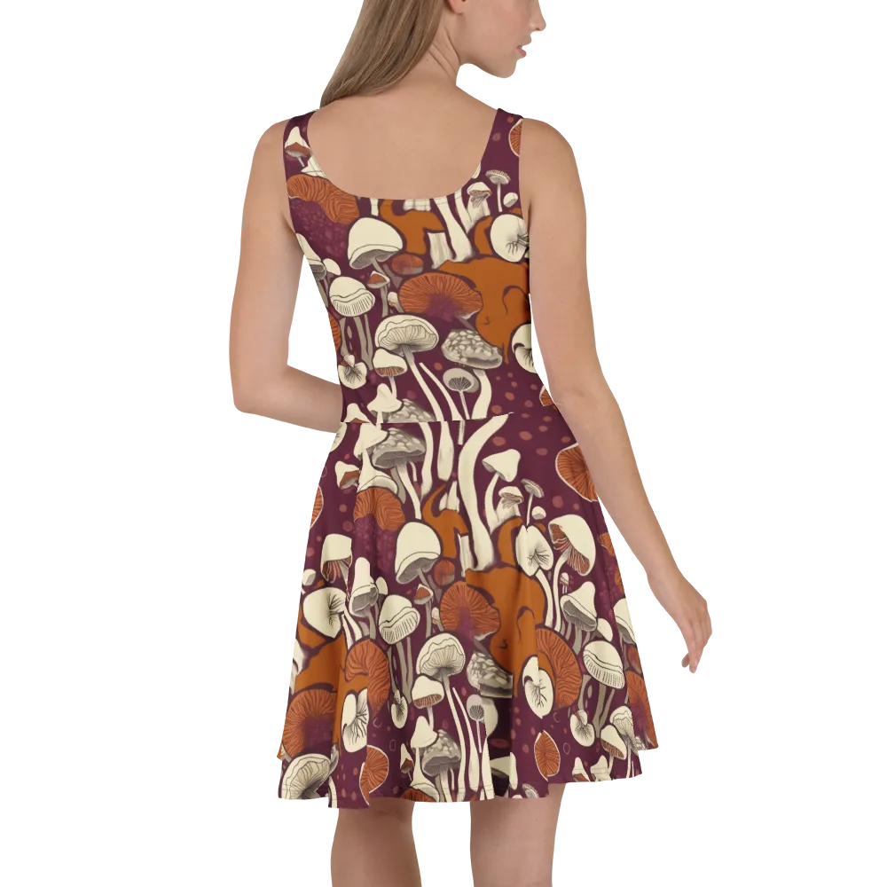 Mushroom Moonrise on Skater Dress — Back