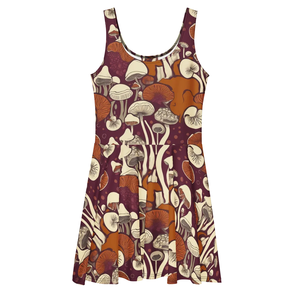 Mushroom Moonrise on Skater Dress — Front
