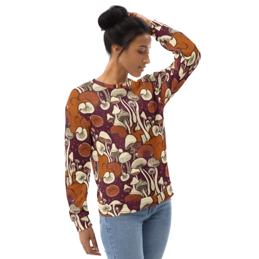 Mushroom Moonrise on a Sweatshirt