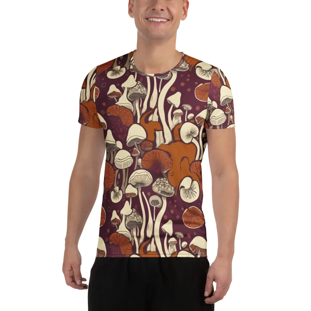Mushroom Moonrise on Men's Athletic T-Shirt — Front