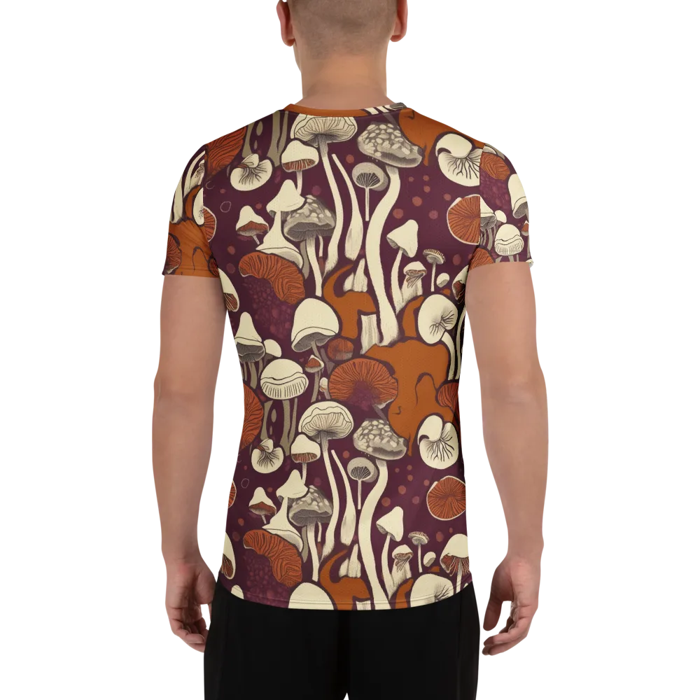 Mushroom Moonrise on Men's Athletic T-Shirt — Back