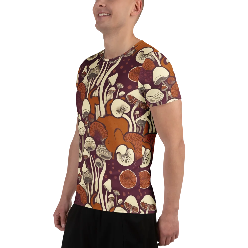 Mushroom Moonrise on Men's Athletic T-Shirt — Left