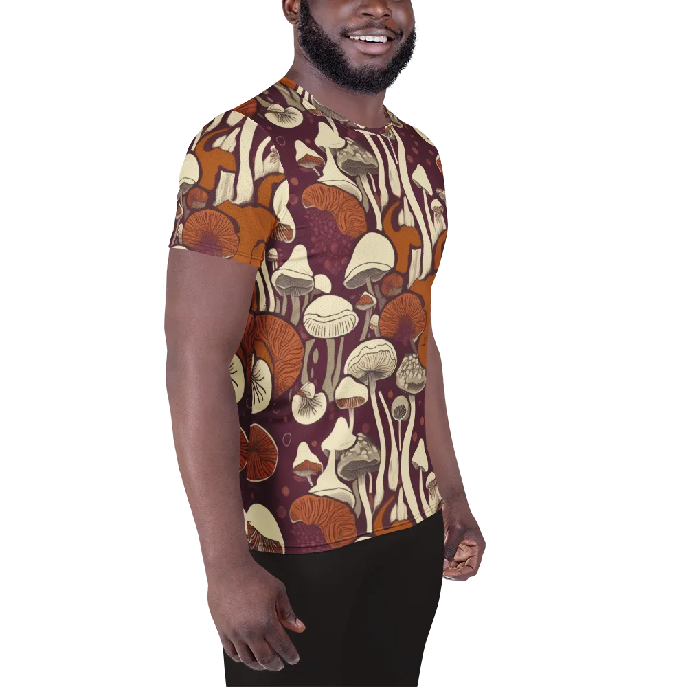 Mushroom Moonrise on Men's Athletic T-Shirt — Right