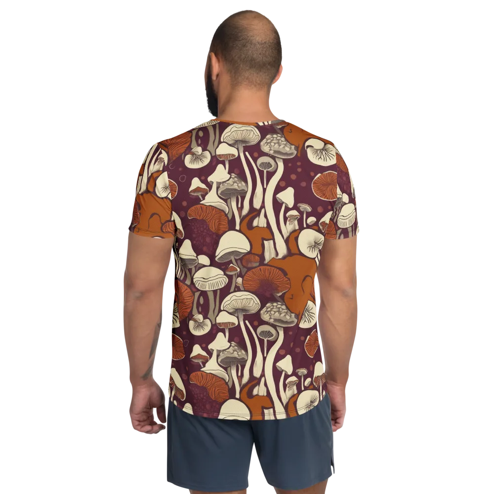 Mushroom Moonrise on Men's Athletic T-Shirt — Back