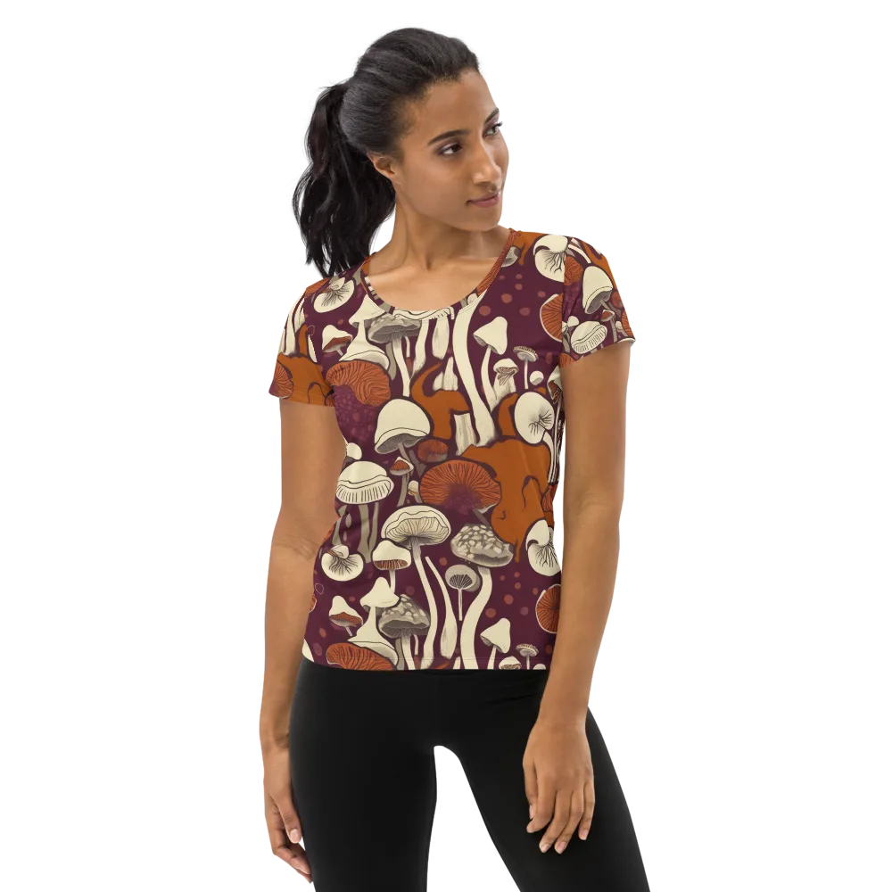 Mushroom Moonrise on Women's Athletic T-Shirt — Front