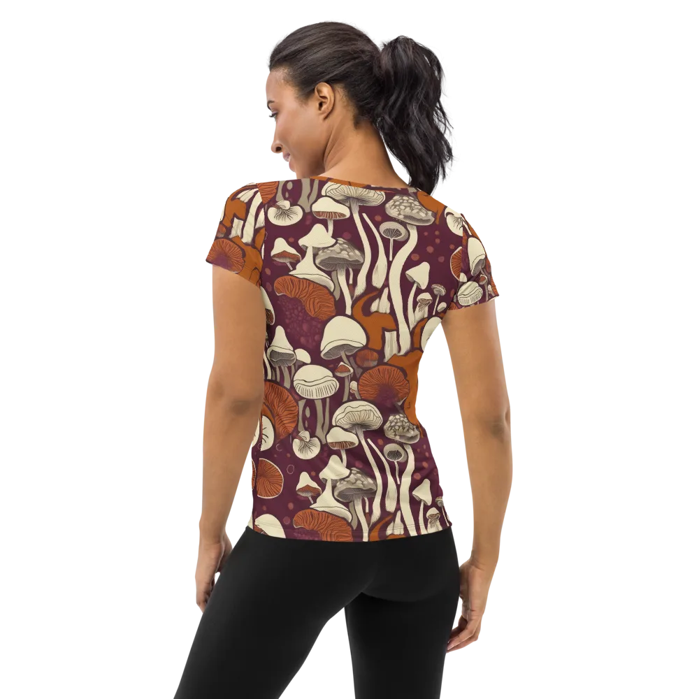 Mushroom Moonrise on Women's Athletic T-Shirt — Back