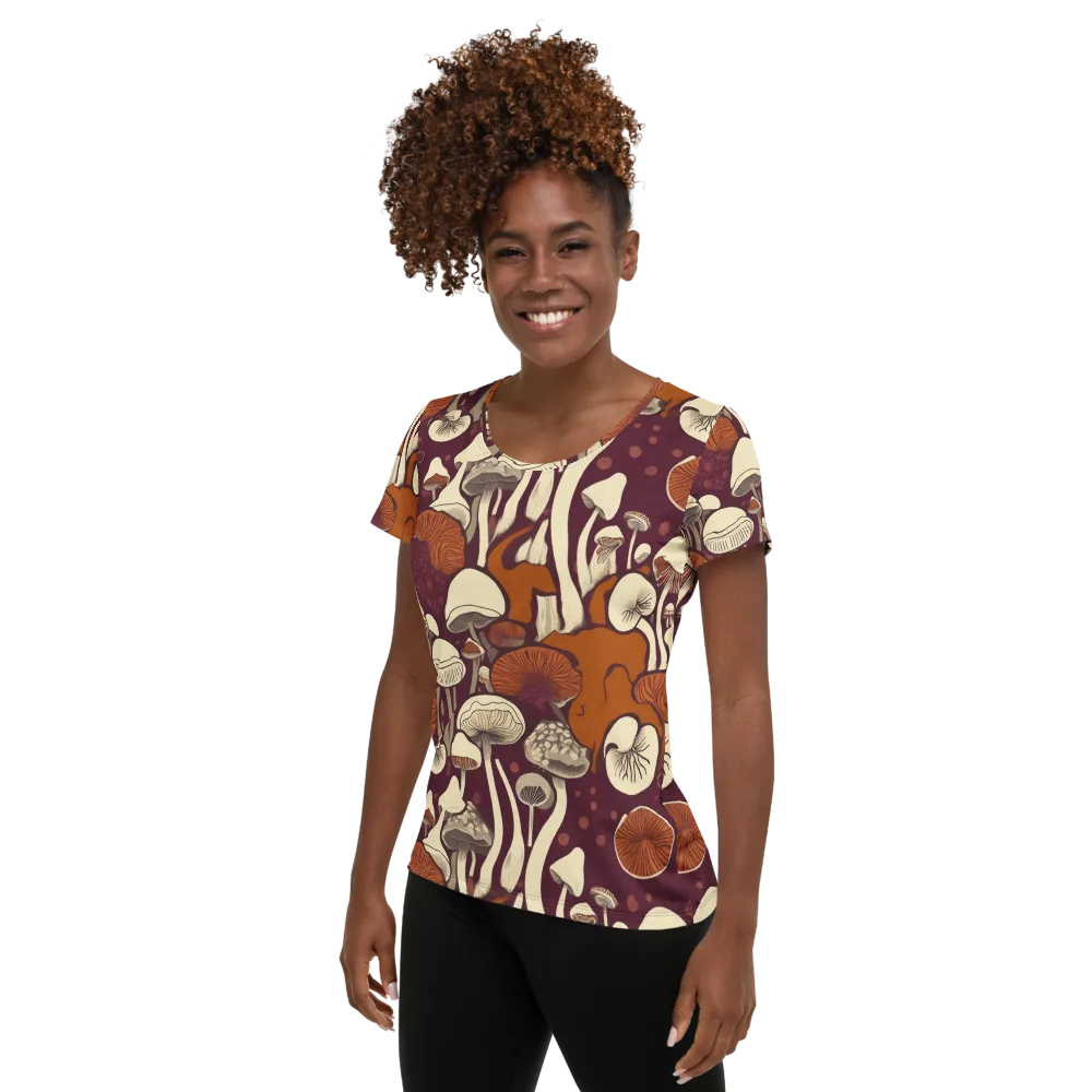 Mushroom Moonrise on Women's Athletic T-Shirt — Left