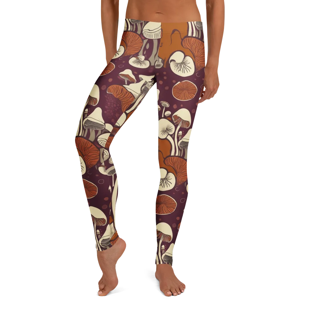 Mushroom Moonrise on Leggings — Front
