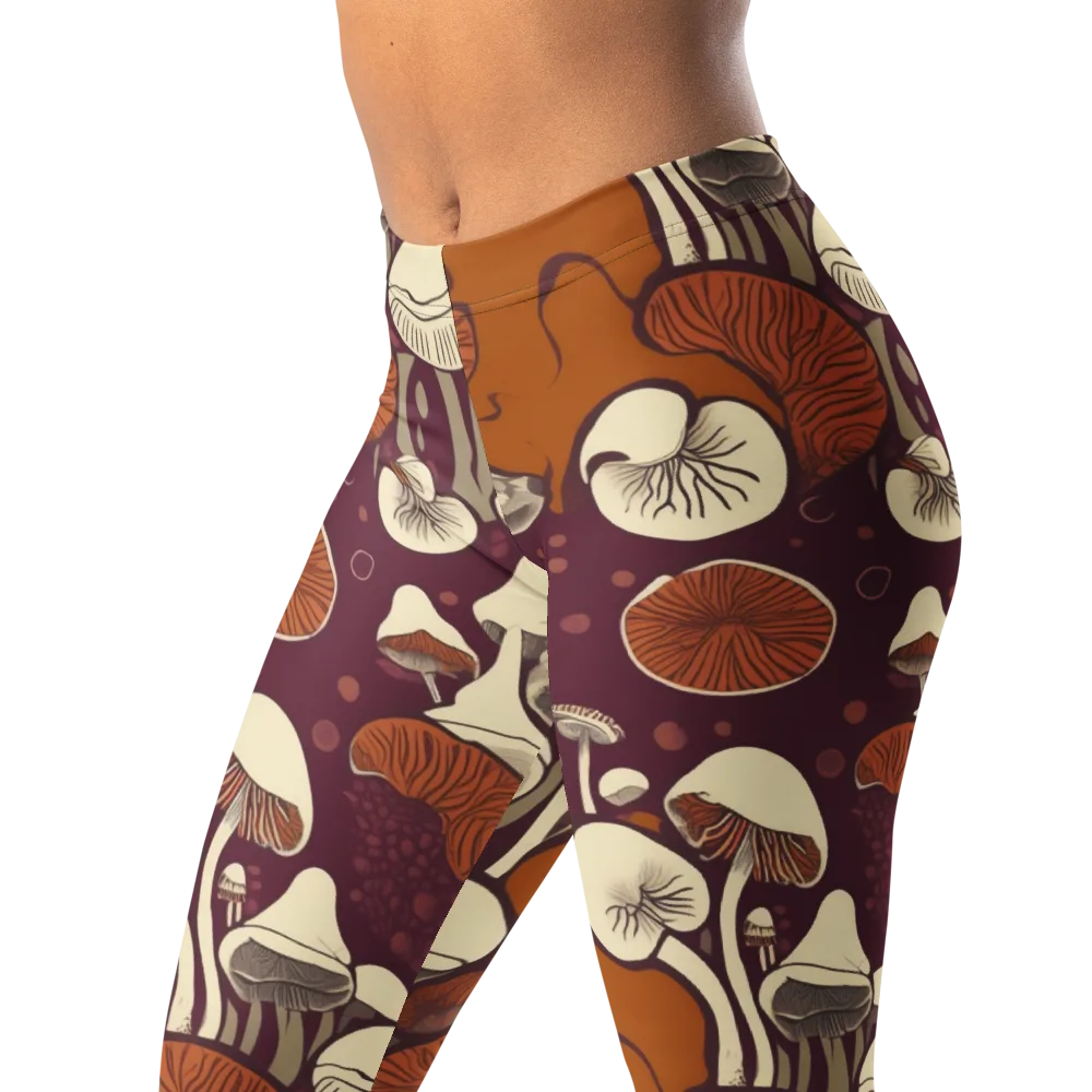 Mushroom Moonrise on Leggings — Left Front