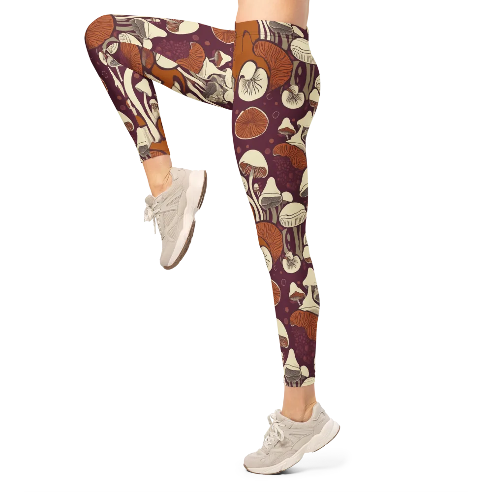 Mushroom Moonrise on Leggings — Left