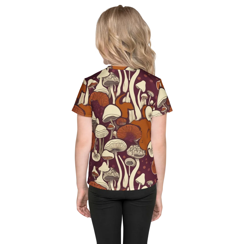 Mushroom Moonrise on Kids Crew Neck T-Shirt — Back