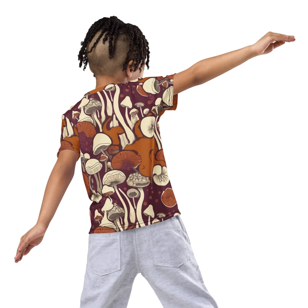 Mushroom Moonrise on Kids Crew Neck T-Shirt — Back