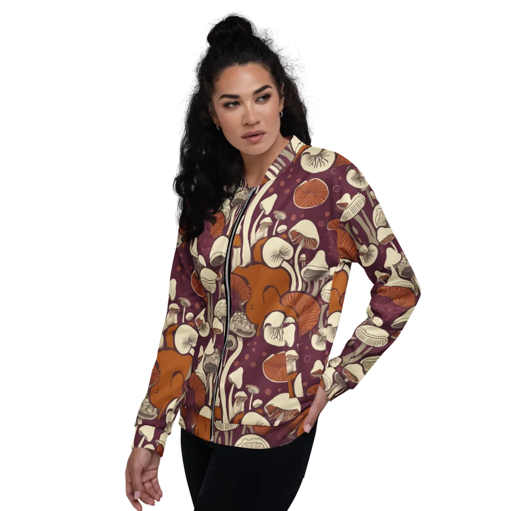 Mushroom Moonrise on Bomber Jacket — Left