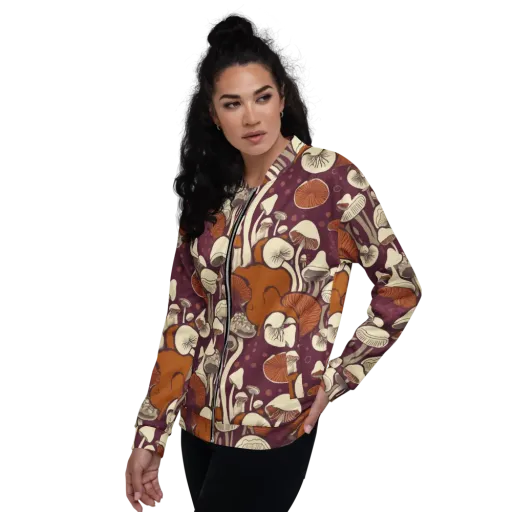 Mushroom Moonrise on a Bomber Jacket