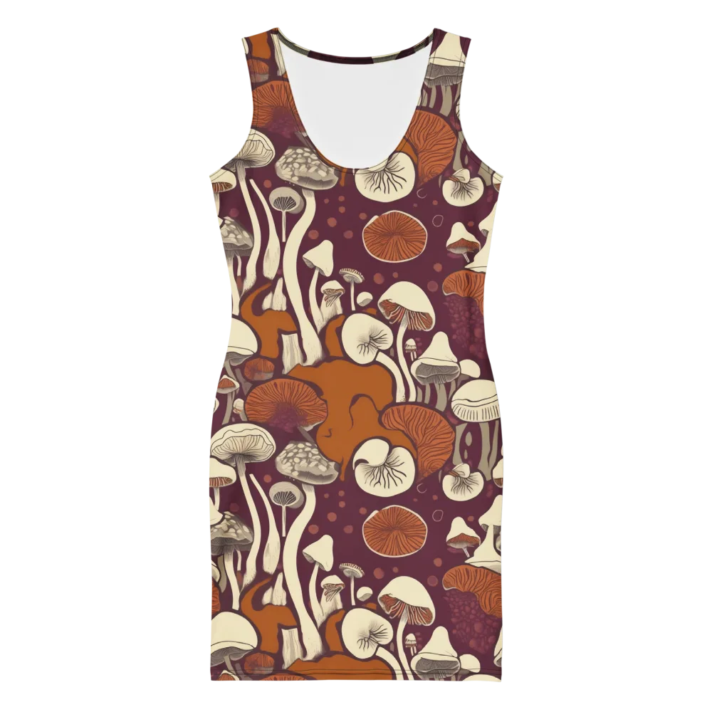 Mushroom Moonrise on Bodycon Dress — Front