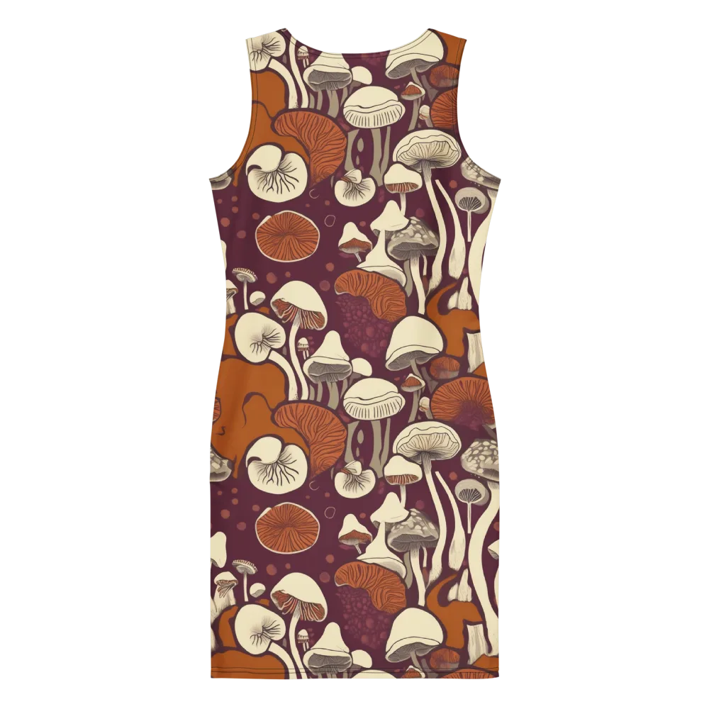 Mushroom Moonrise on Bodycon Dress — Back