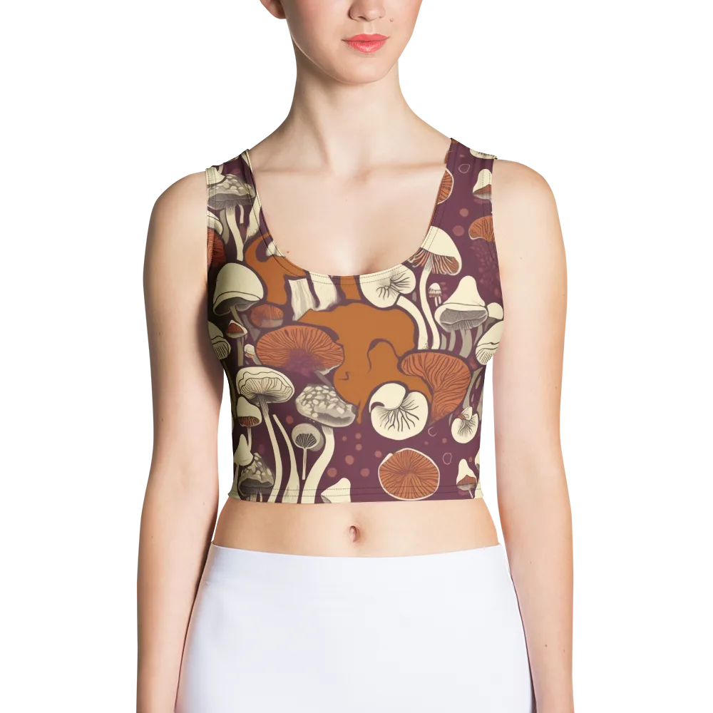 Mushroom Moonrise on Crop Top — Front