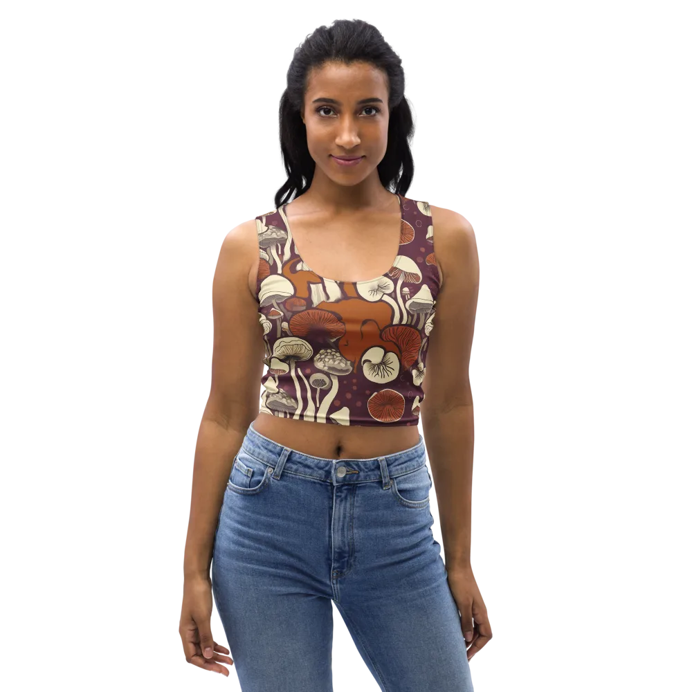 Mushroom Moonrise on Crop Top — Front