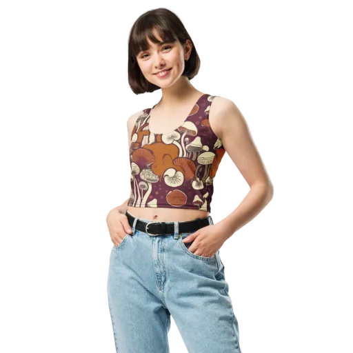 Mushroom Moonrise on a Crop Top