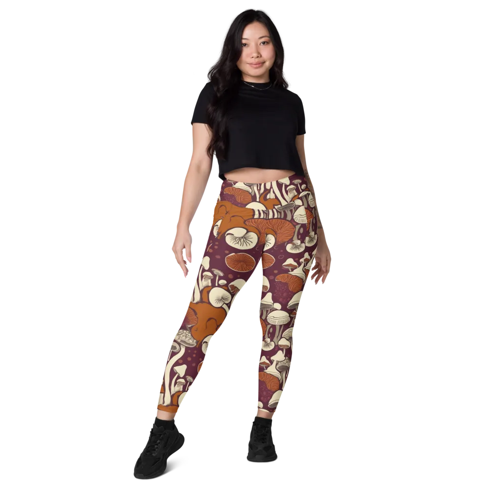 Mushroom Moonrise on Leggings with Pockets — Front