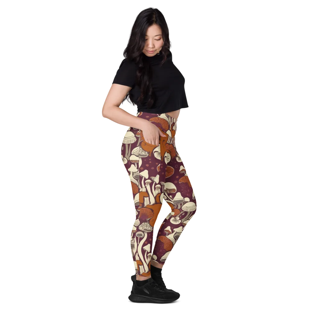 Mushroom Moonrise on Leggings with Pockets — Right