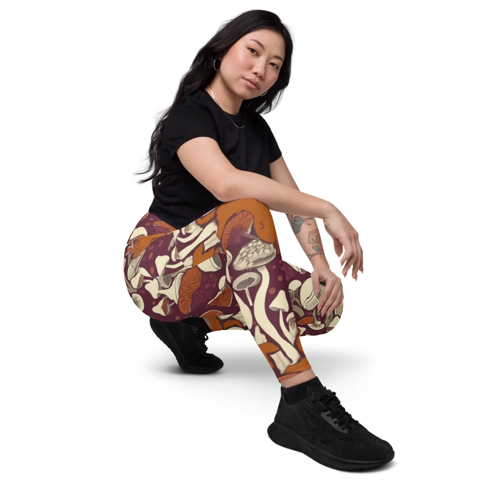 Mushroom Moonrise on Leggings with Pockets — Right Front
