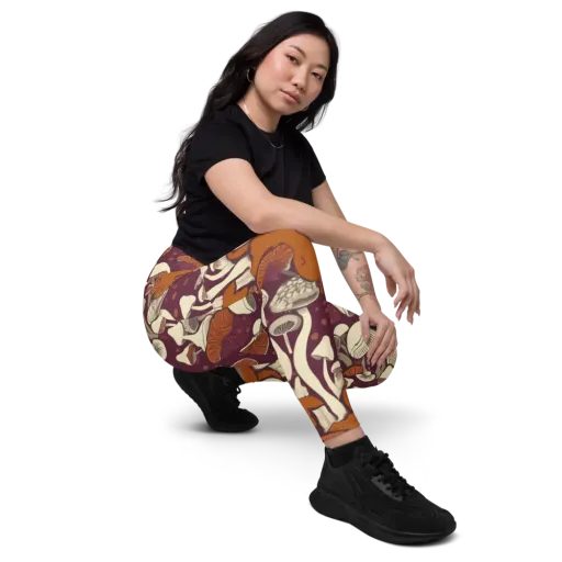 Mushroom Moonrise on a Leggings with Pockets