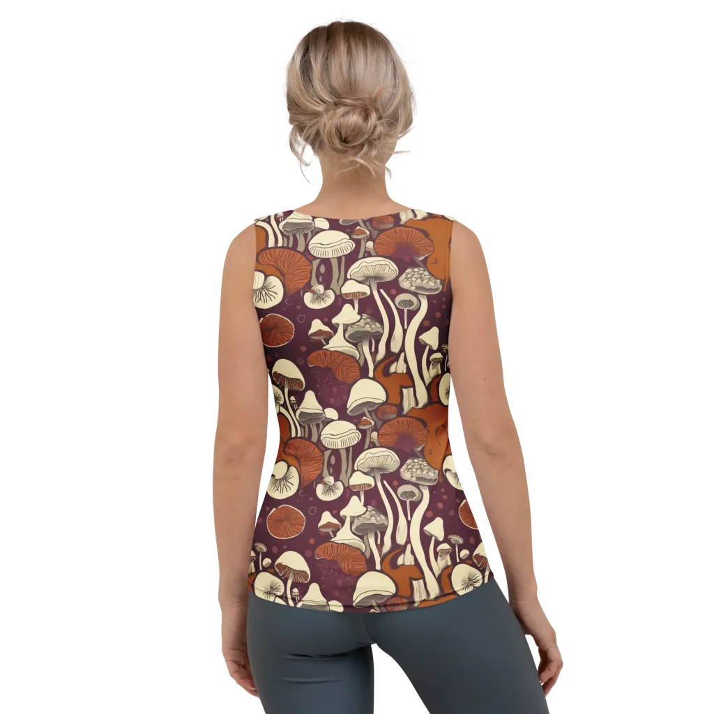 Mushroom Moonrise on Women's Tank Top — Back