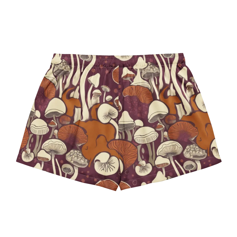 Mushroom Moonrise on Women's Pajama Shorts — Back