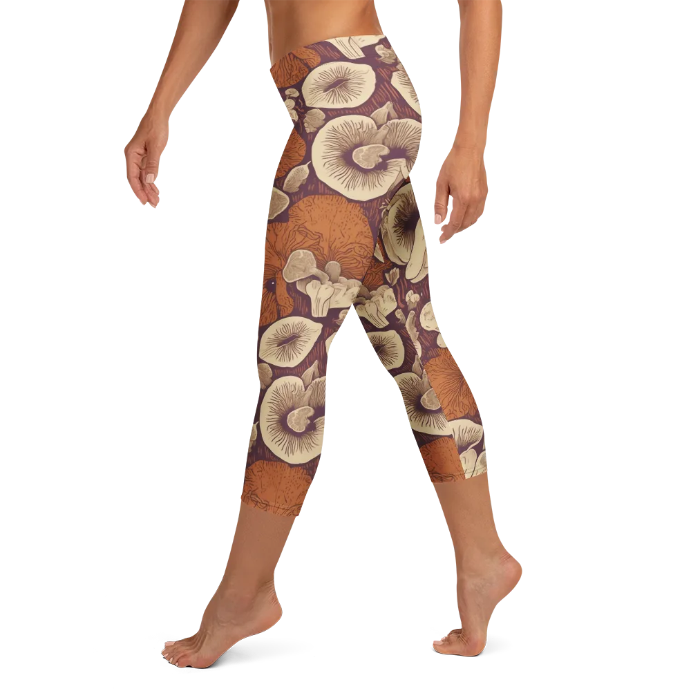 Mushroom Nocturne on Capri Leggings — Left