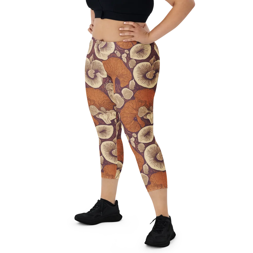 Mushroom Nocturne on Capri Leggings — Front