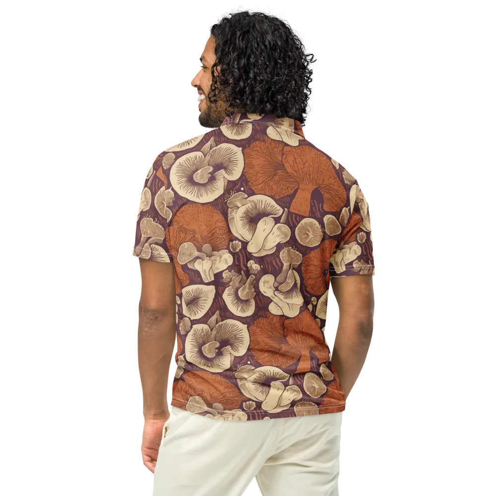 Mushroom Nocturne on Men's Slim Fit Polo Shirt — Back