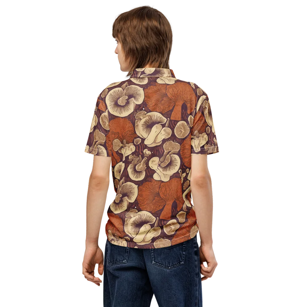 Mushroom Nocturne on Men's Slim Fit Polo Shirt — Back