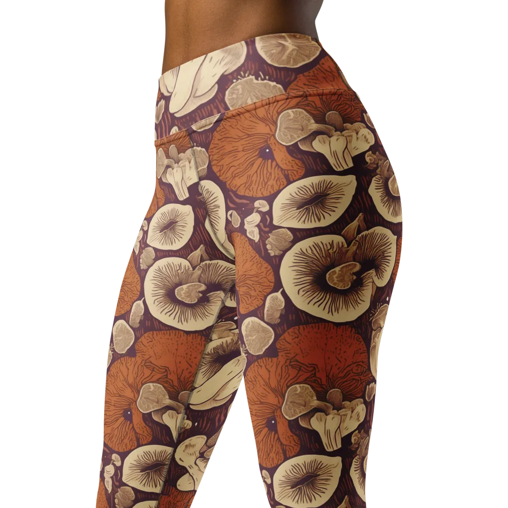 Mushroom Nocturne on Yoga Leggings — Left Front