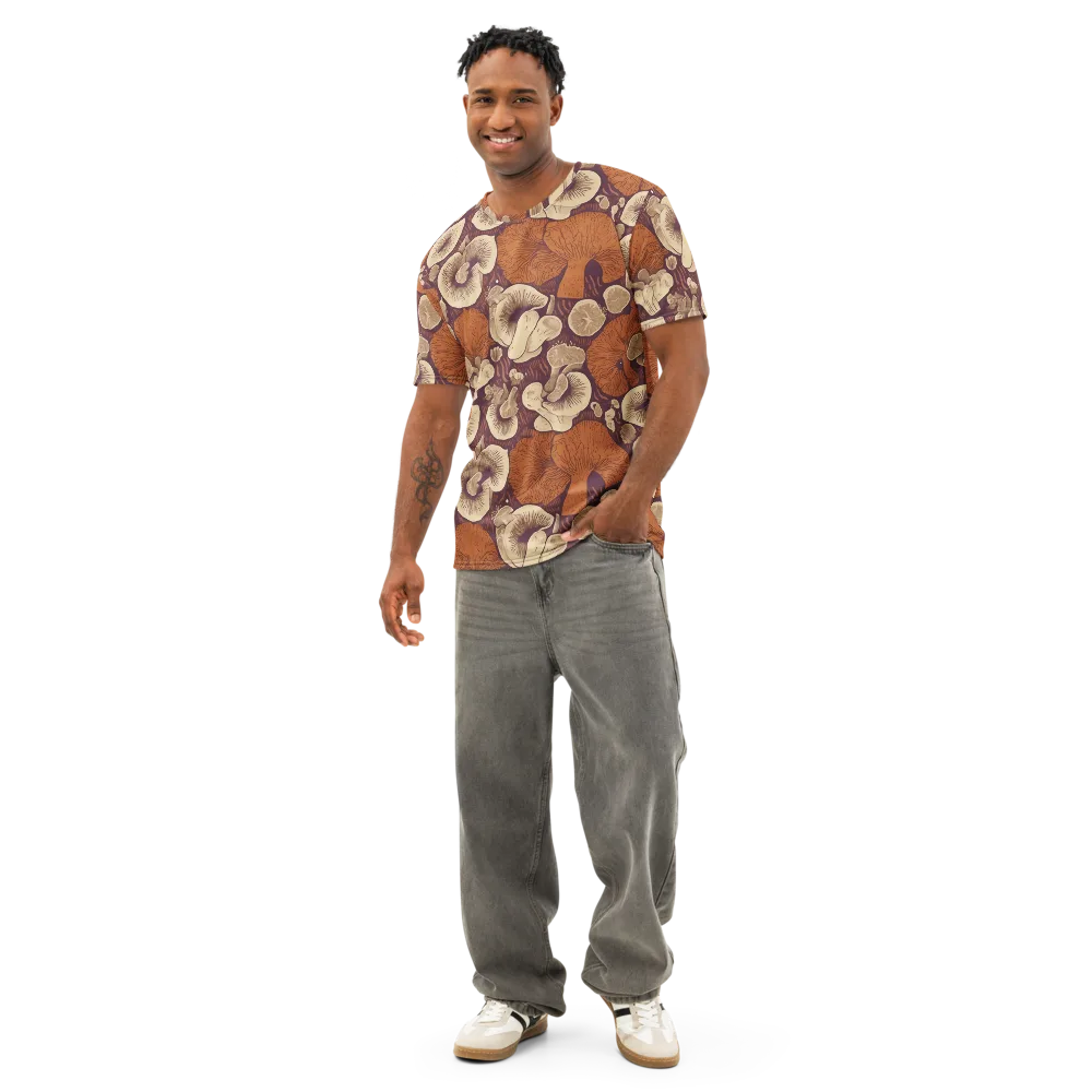Mushroom Nocturne on Men's Cotton Crew Neck T-Shirt — Front