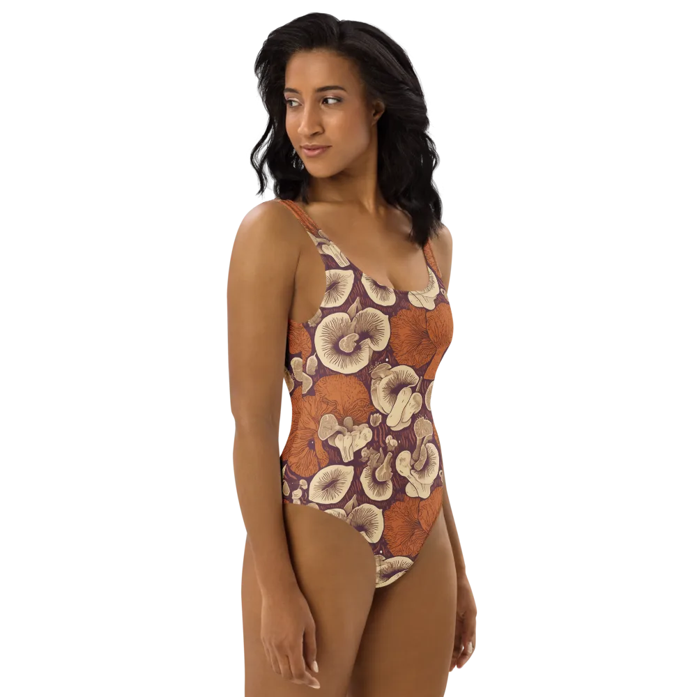 Mushroom Nocturne on One-Piece Swimsuit — Right