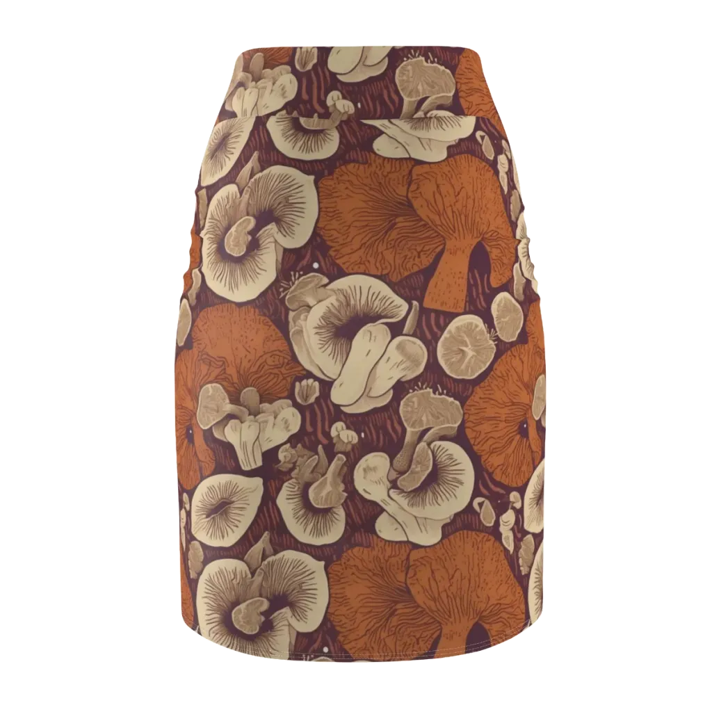 Mushroom Nocturne on Pencil Skirt — Back
