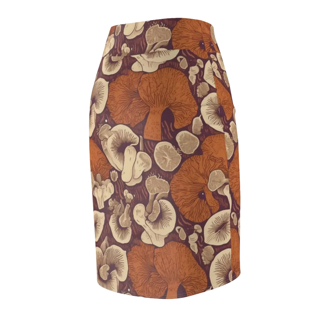 Mushroom Nocturne on Pencil Skirt — Back Side